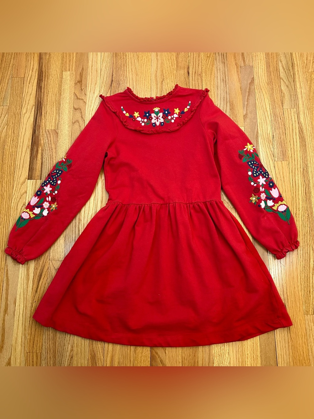 Mini Boden Red Embroidered Dress